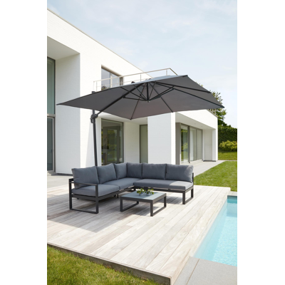 Calpe hangparasol in grijs aluminium met polyester parasoldoek - (zonder voet)