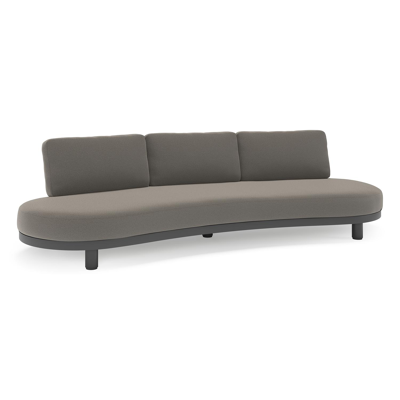 Canapé de jardin Donato en aluminium noir et coussins en all weather sunbrella® luxe Natte Dark Taupe