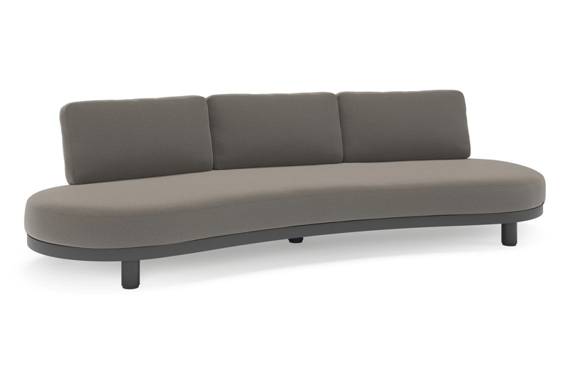 Canapé de jardin Donato en aluminium noir et coussins en all weather sunbrella® luxe Natte Dark Taupe