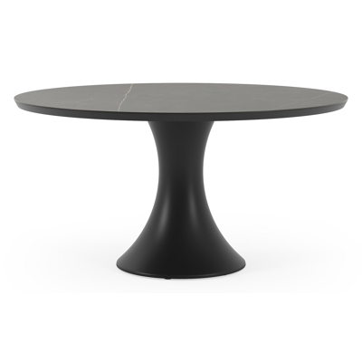 Fano tuintafel in zwart aluminium en volkeramiek calatorao - Dia. 148 x H 75 cm