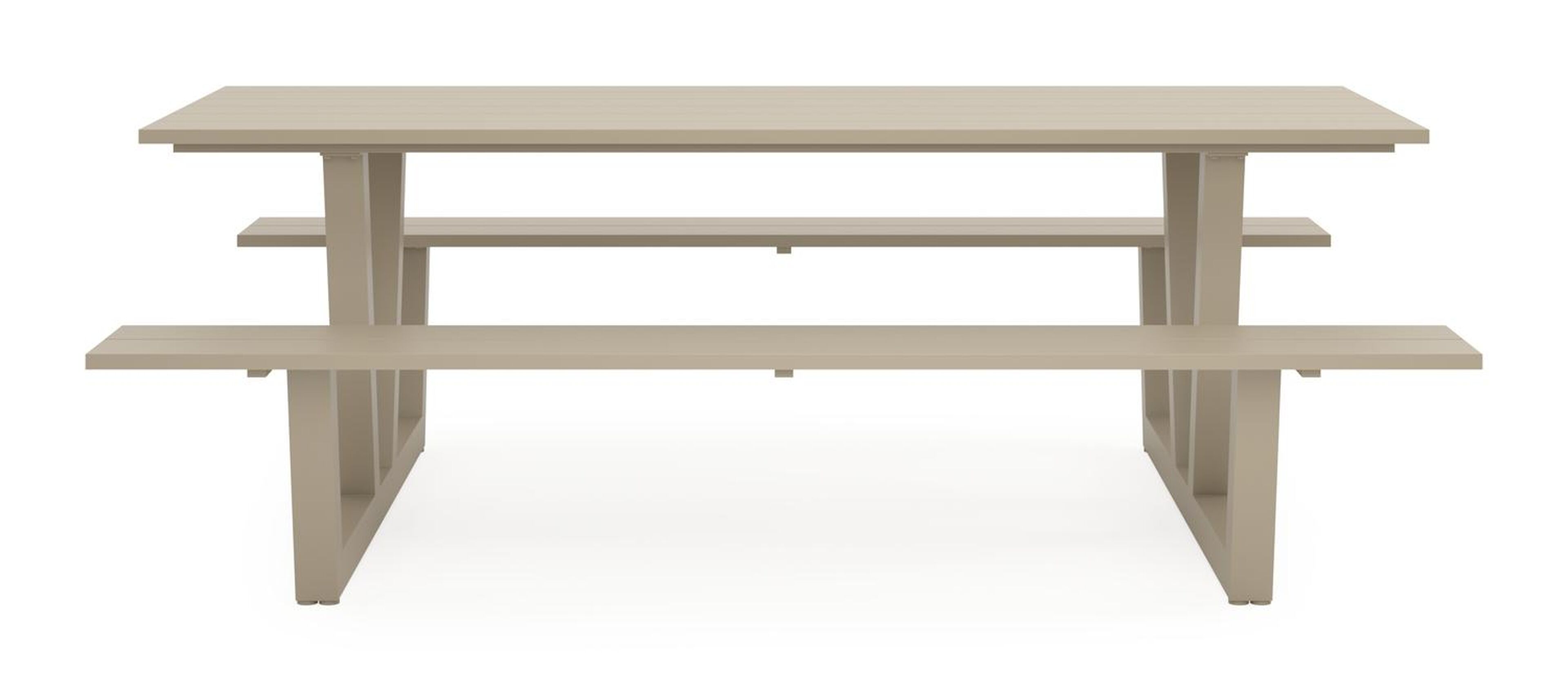 Table de pique-nique Felino rectangulaire en aluminium beige - Lg. 220 x Lrg. 176 x Haut. 76 cm