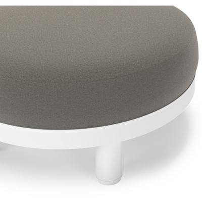 Salon de jardin pouf Donato en aluminium blanc et coussins en all Weather Sunbrella® Luxe Natte Dark Taupe