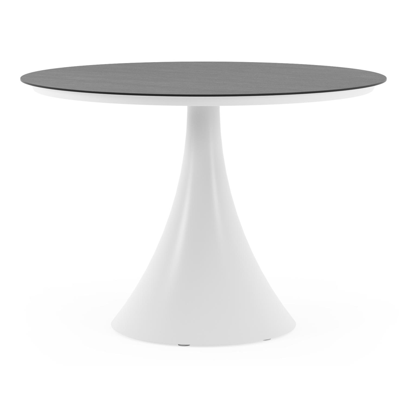 Fano tuintafel rond in wit aluminium en volkeramiek Basalt Black - Dia. 110 x H 75 cm