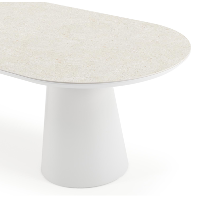 Donato tuintafel in wit aluminium en volkeramiek shilin - L 260 x B 100 x H 74 cm