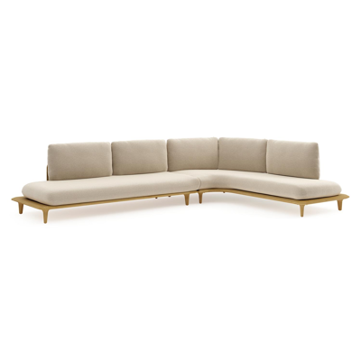 Bomero loungehoek in teak met althea chalk all weather cosytica kussen