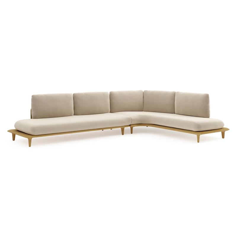 Bomero loungehoek in teak met althea chalk all weather cosytica kussen