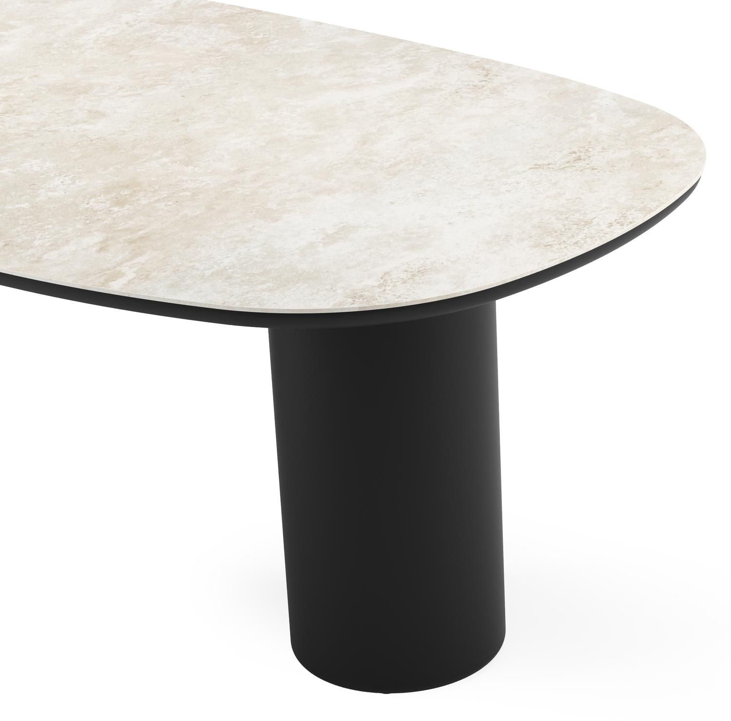 Amico tuintafel bombo in zwart aluminium en volkeramiek Rapolano - L 210 x B 110 x H 73.5 cm