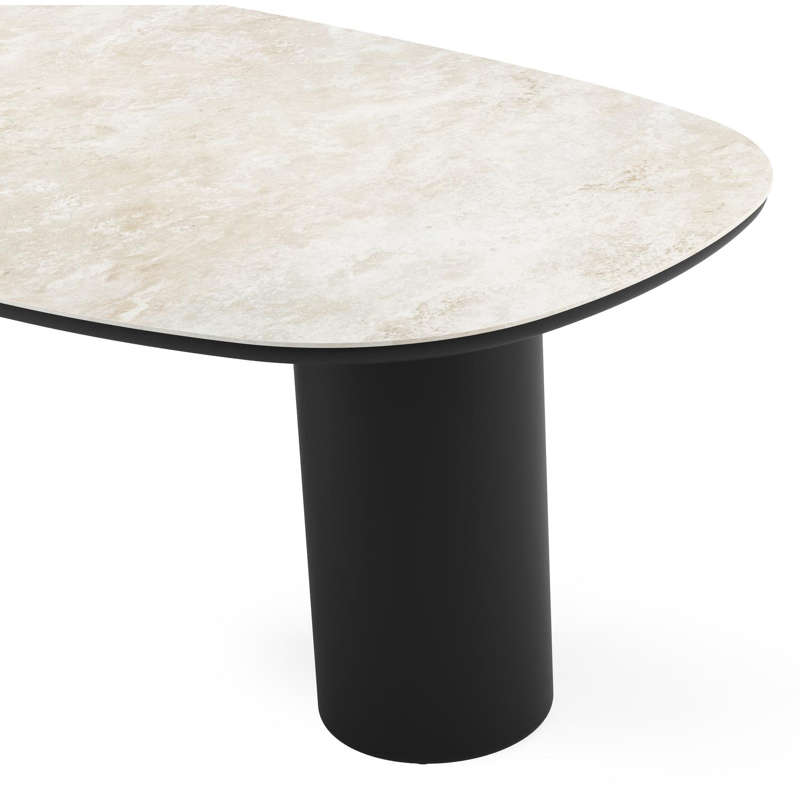 Amico tuintafel bombo in zwart aluminium en volkeramiek Rapolano - L 210 x B 110 x H 73.5 cm