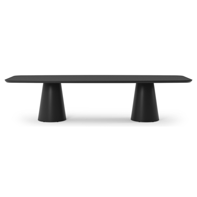 Table de jardin Donato en aluminium noir et céramique pleine nero black - Lg 315 x Larg. 115 x H 74 cm