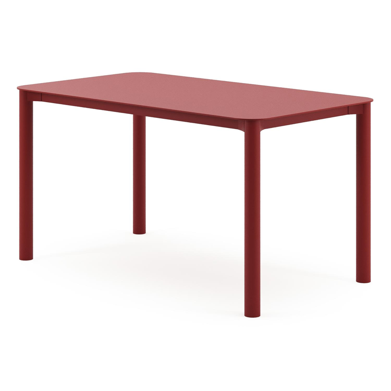 Table de jardin rectangulaire Orso arrondie en aluminium ruby - Lg. 140 x Lrg. 80 x Haut. 74,5 cm
