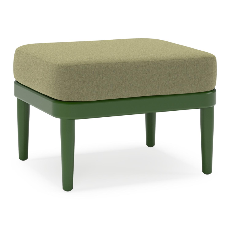 Orso poef in groen aluminium met Heritage Leaf all weather sunbrella® luxe kussen