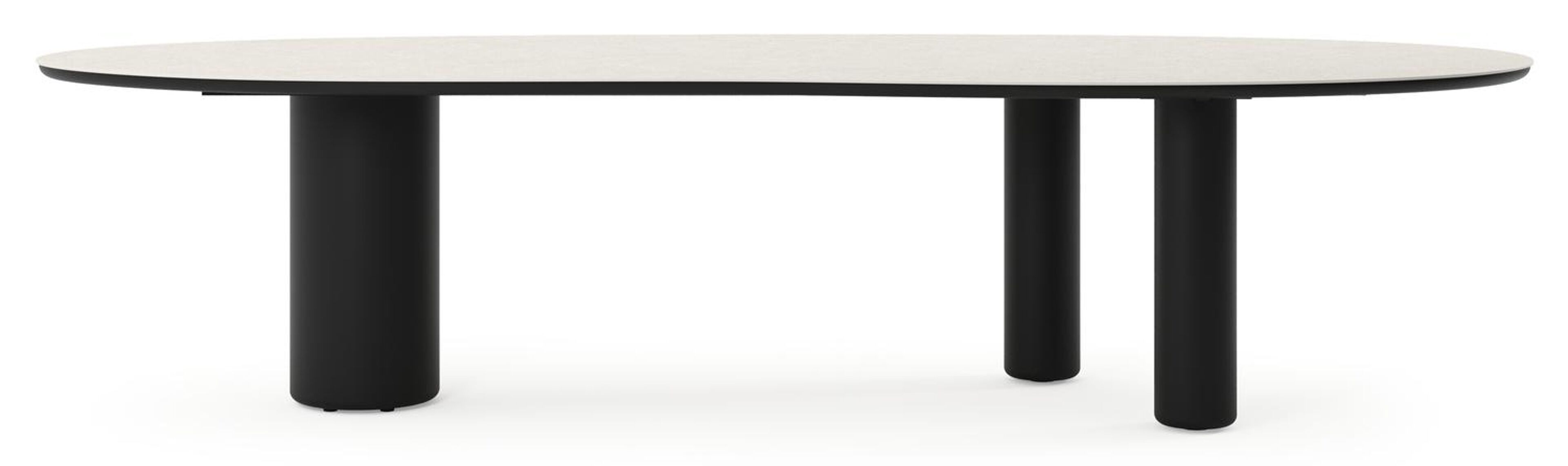 Amico tuintafel organisch in zwart aluminium en volkeramiek Shilin - L 320 x B 120 x H 74 cm