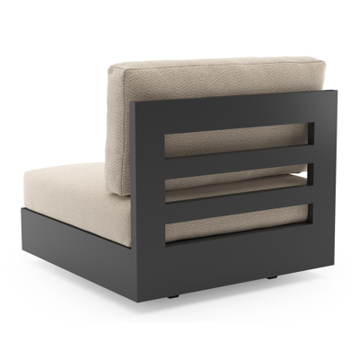 Fauteuil de jardin Como en aluminium noir et coussins en all weather sunbrella® luxe lopi sand