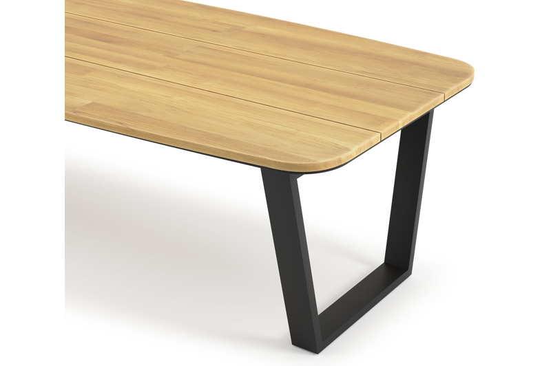 Pagino tuintafel bootvorm in aluminium en teak - L 315 x B 115 x H 73 cm