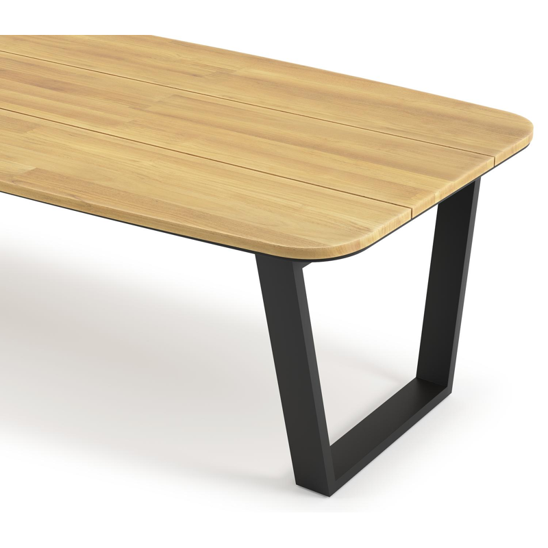 Pagino tuintafel bootvorm in aluminium en teak - L 315 x B 115 x H 73 cm