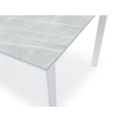 Table de jardin Malito en aluminium blanc et céramique pleine zaha stone - Lg 240 x Larg. 100 x H 75,5 cm