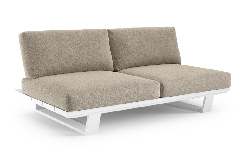 Pagino loungebank in wit aluminium met catania beige all weather cosytica kussen