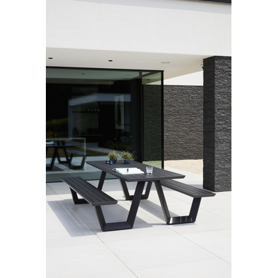 Sevilla picknicktafel in zwart aluminium - L 280 x B 175,5 x H 71 cm