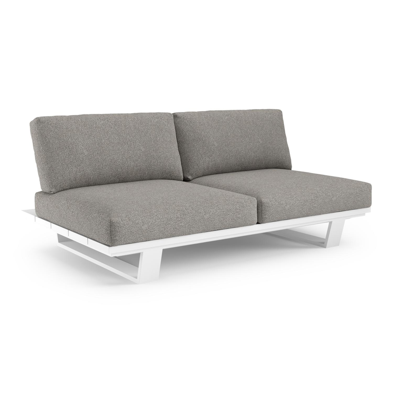 Pagino loungebank in wit aluminium met tundra charcoal all weather sunbrella® luxe kussen