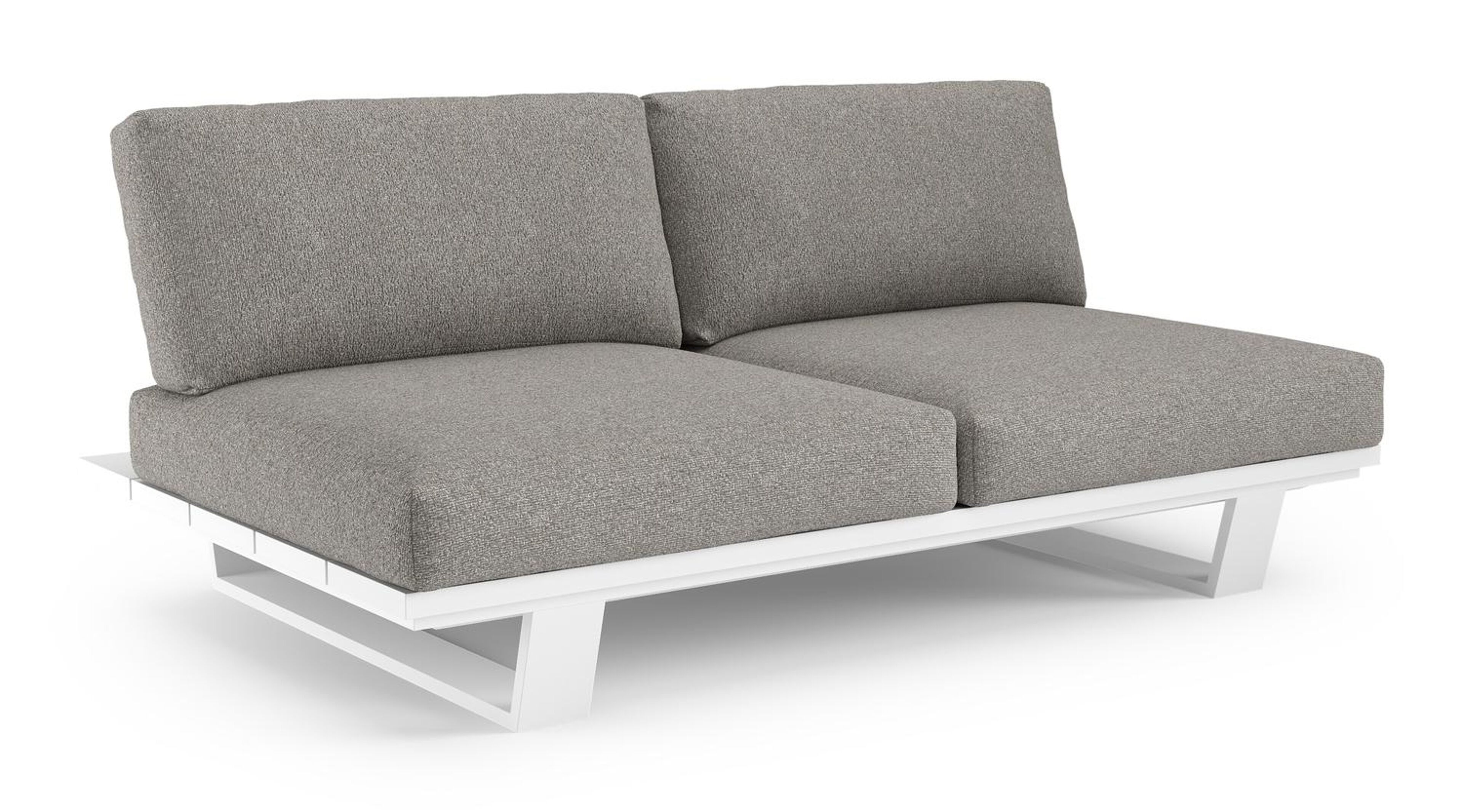 Pagino loungebank in wit aluminium met tundra charcoal all weather sunbrella® luxe kussen