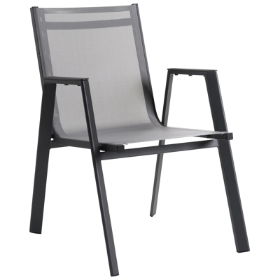 Ensemble de jardin Bahia en aluminium noir avec 6 chaises de jardin empilables Oviedo