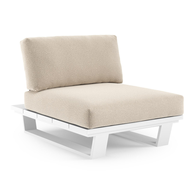 Pagino loungestoel in wit aluminium met lopi sand all weather sunbrella® luxe kussen