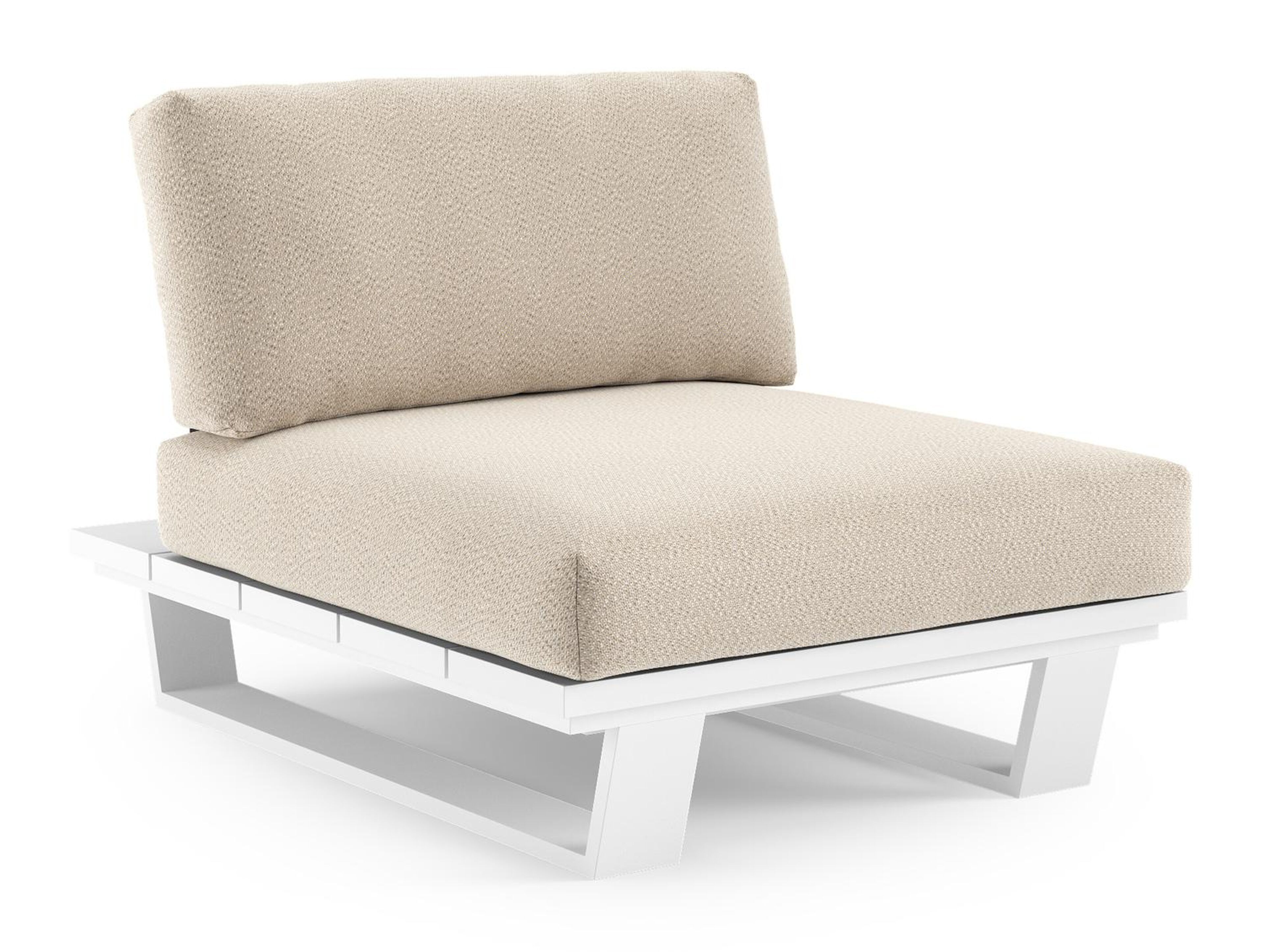 Pagino loungestoel in wit aluminium met lopi sand all weather sunbrella® luxe kussen