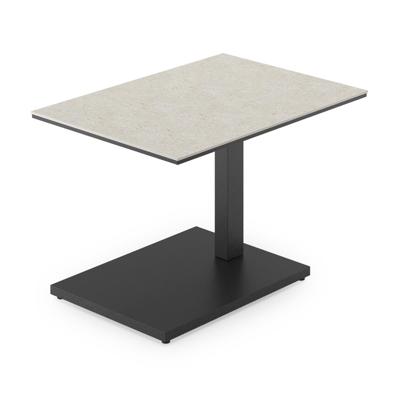 Cirello pop-up bijzettafel in zwart aluminium en shilin volkeramiek - L 70 x B 50 x H 44/66 cm