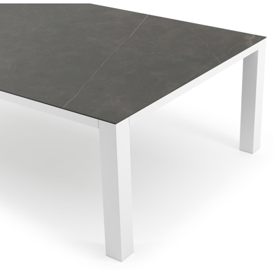 Nano XL tuintafel rechthoekig in wit aluminium en volkeramiek Calatorao - L 240 x B 148 x H 75 cm