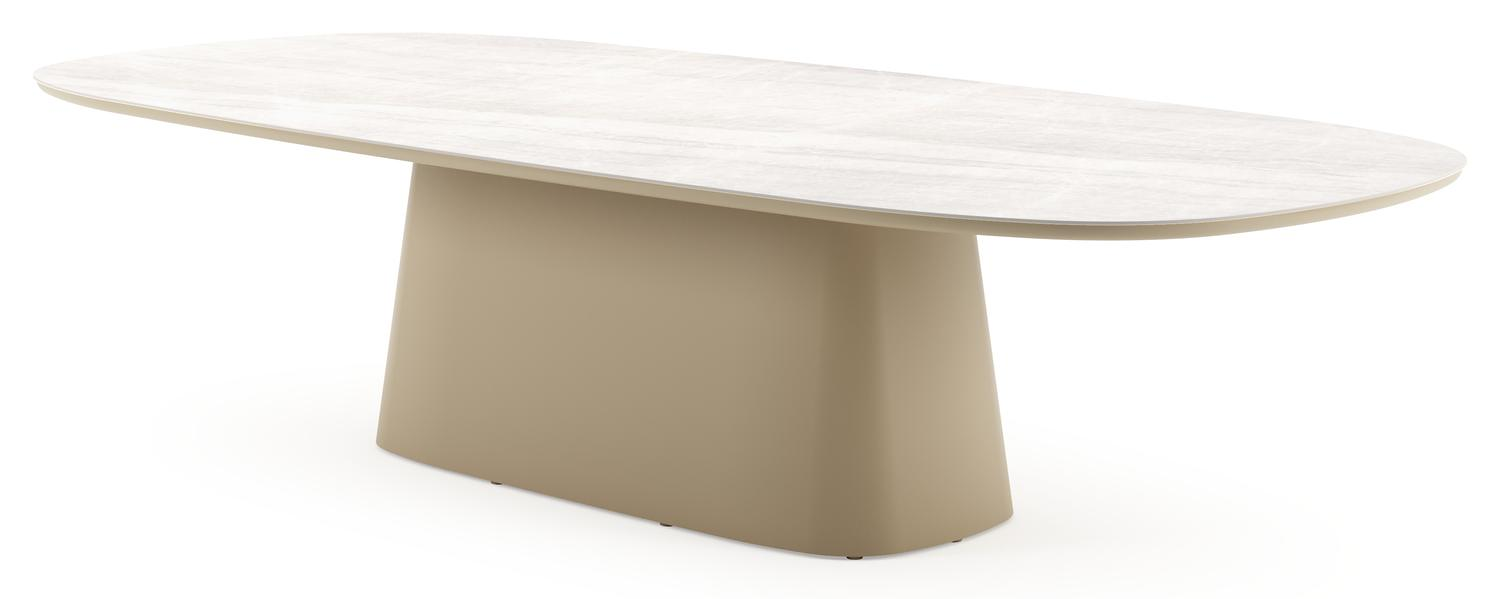 Amico tuintafel bombo xl in beige aluminium en volkeramiek Taj Mahal - L 320 x B 148 x H 73.5 cm