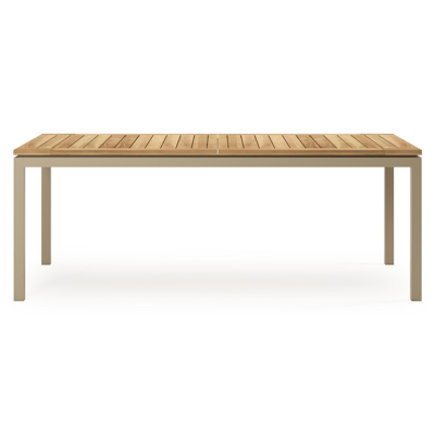 Amalfi verlengbare tuintafel rechthoekig in beige aluminium en teak - L 200-280 x B 100 x H 75 cm