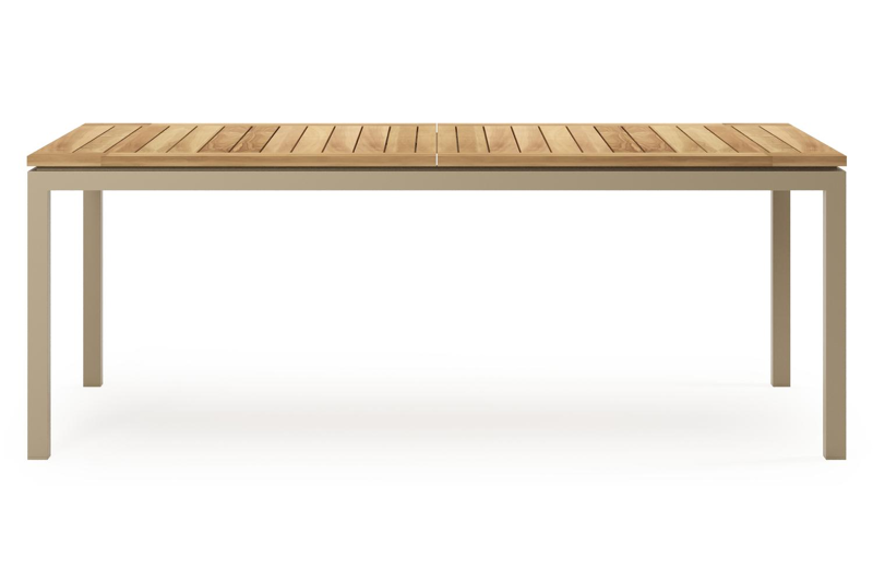 Amalfi verlengbare tuintafel rechthoekig in beige aluminium en teak - L 200-280 x B 100 x H 75 cm