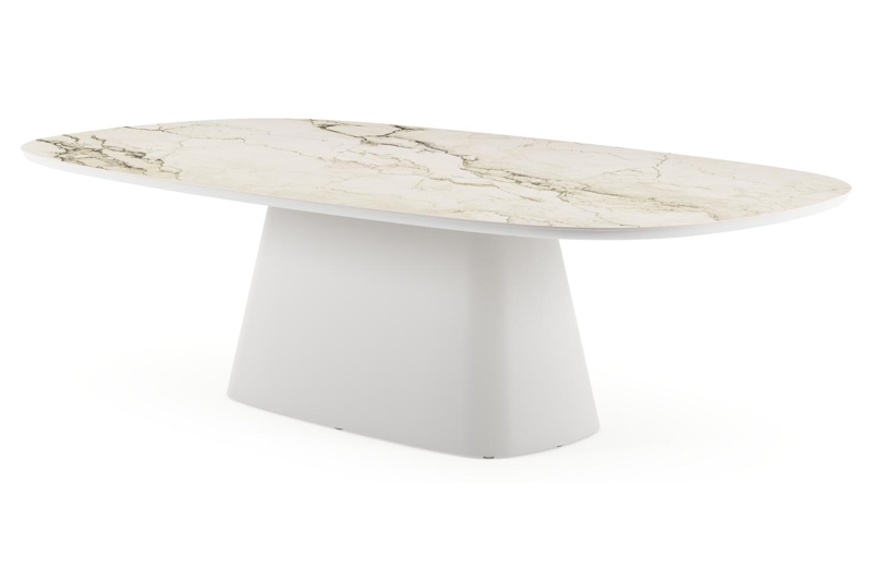 Amico tuintafel bombo xl in wit aluminium en volkeramiek Colorado Dunes - L 270 x B 148 x H 73.5 cm