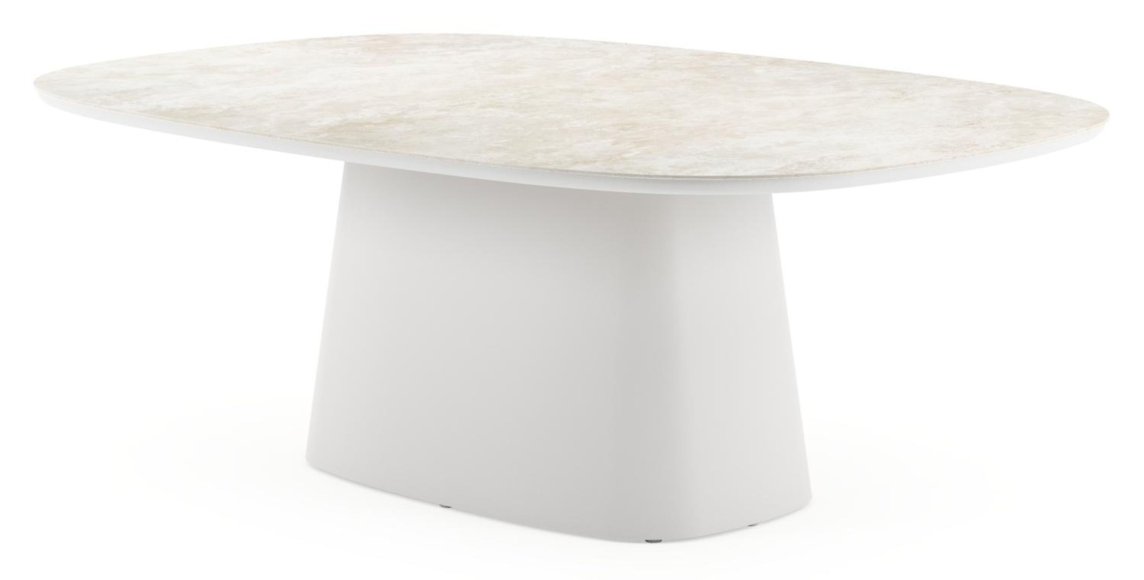 Table de jardin Amico bombo xl en aluminium blanc et céramique pleine Rapolano - Lg. 210 x Lrg. 148 x Haut. 74 cm