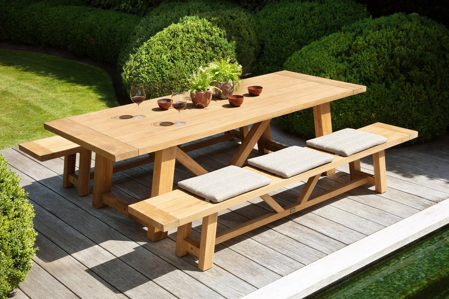 Beauville bank gerecycleerd in teak voor 6 tot 8 personen - B 330 x D 40 x H 45 cm