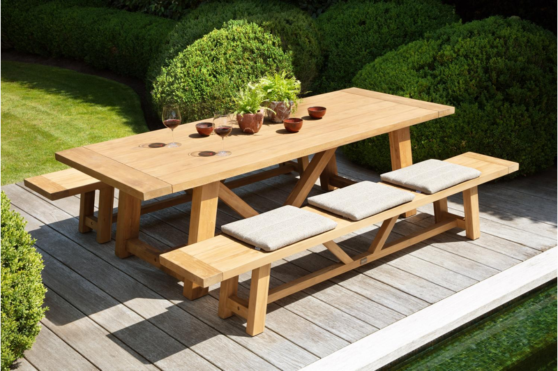 Beauville bank gerecycleerd in teak voor 6 tot 8 personen - B 330 x D 40 x H 45 cm