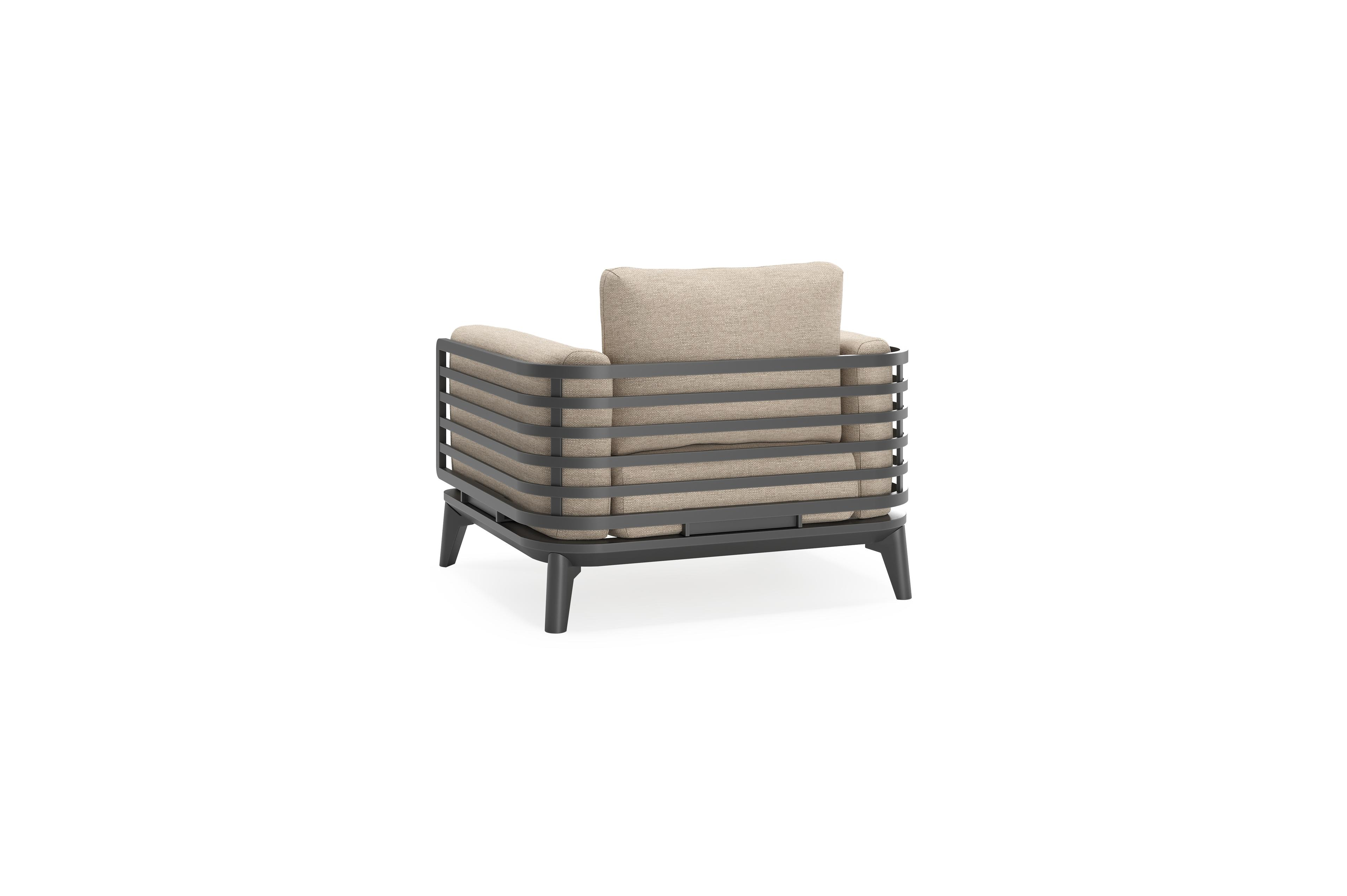 Mosa loungestoel in zwart aluminium met rustic weather+ softtouch kussens