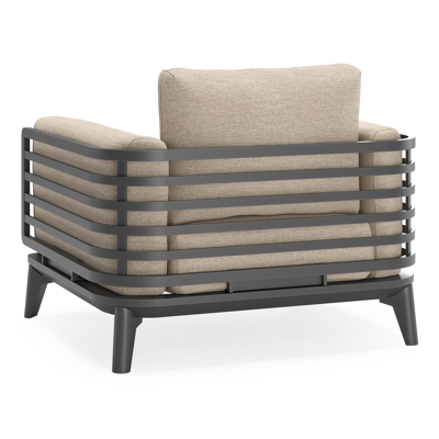 Set van 2 Mosa loungestoelen in zwart aluminium met rustic weather+ softtouch kussens