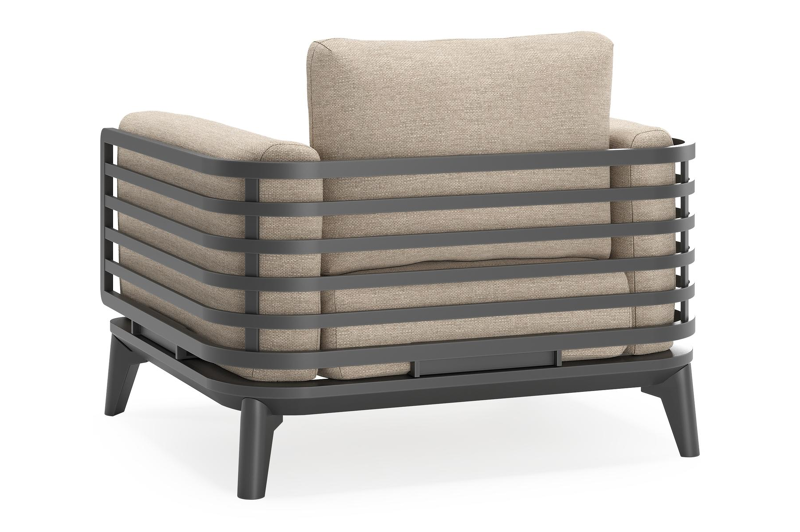 Set van 2 Mosa loungestoelen in zwart aluminium met rustic weather+ softtouch kussens