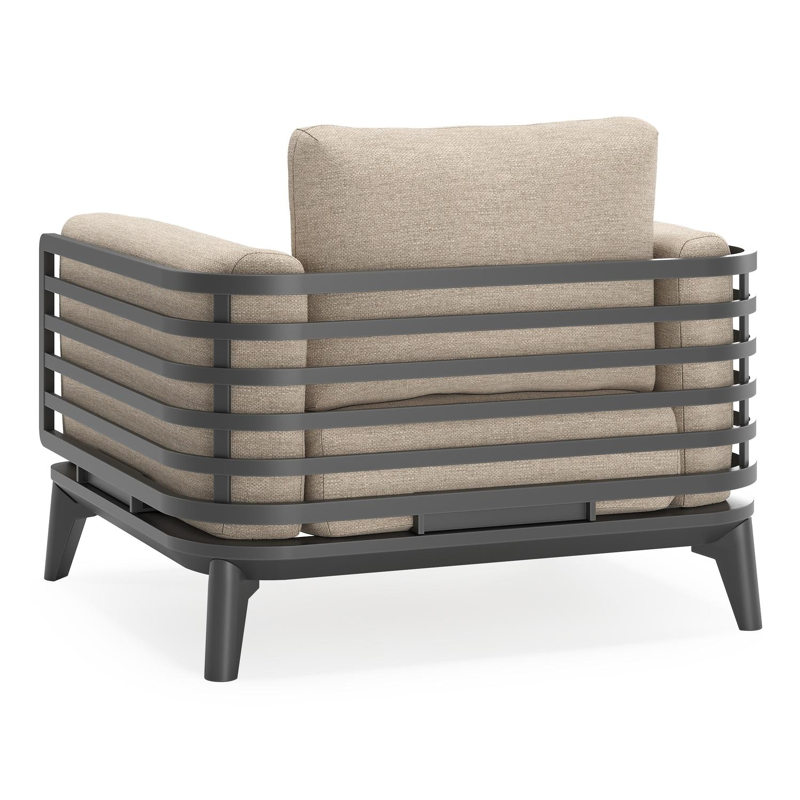 Set van 2 Mosa loungestoelen in zwart aluminium met rustic weather+ softtouch kussens