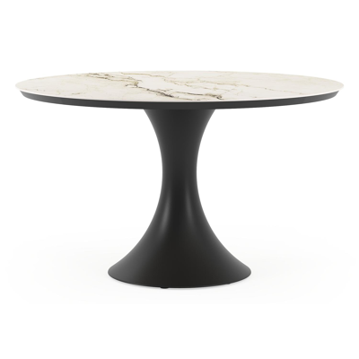 Fano tuintafel rond in zwart aluminium en volkeramiek colorado dunes - Dia. 130 x H 75 cm