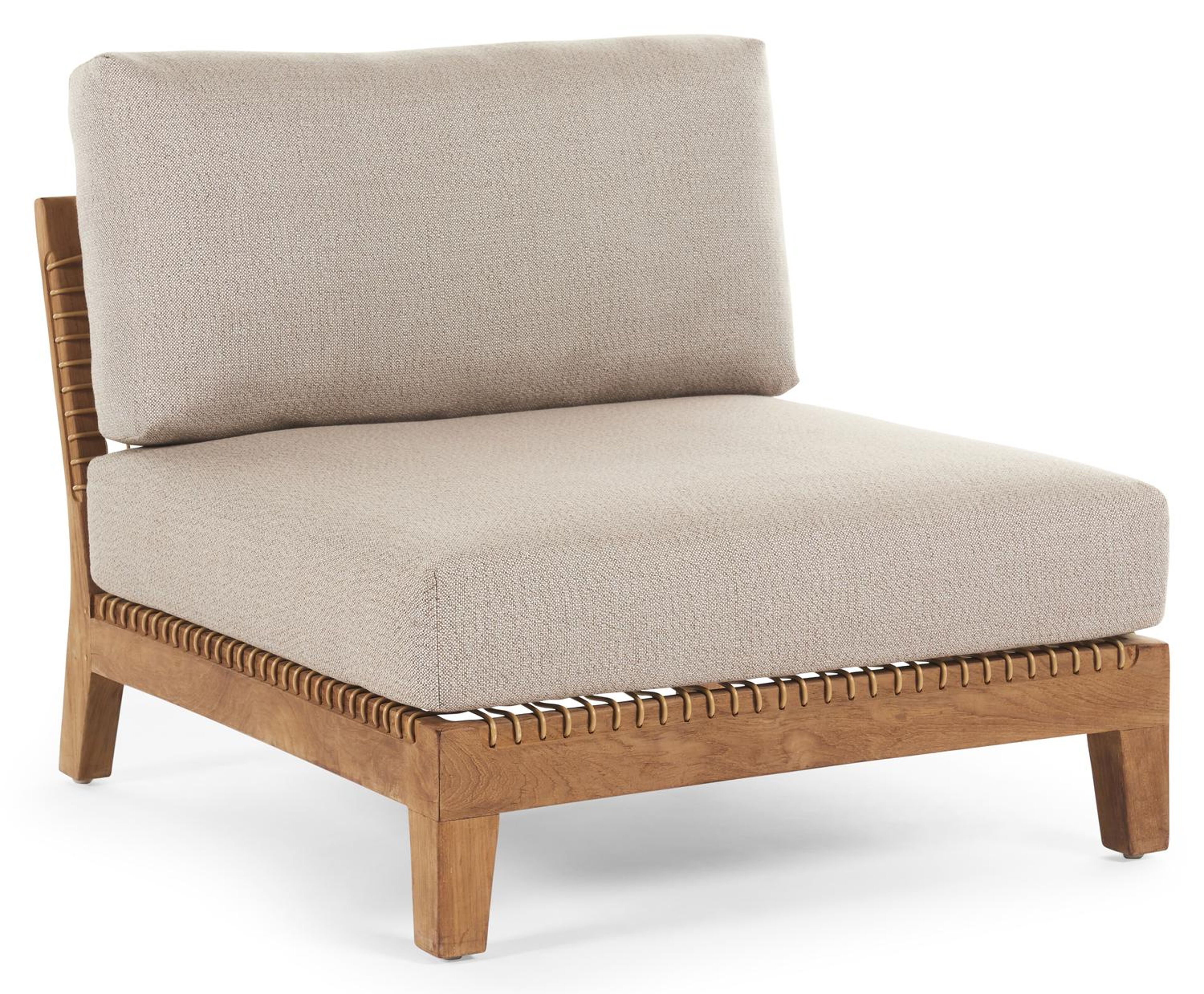 Fauteuil de jardin Cosito 1-pl en teck  avec coussin en all weather sunbrella® luxe savane coconut