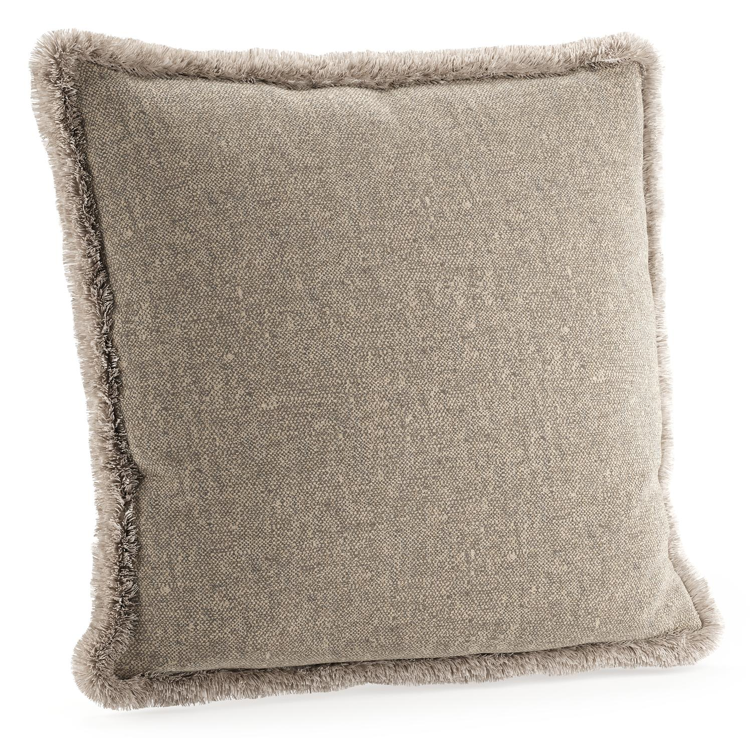 Sierkussen met franjes 55 x 55 cm in all weather sunbrella luxe chartres pewter