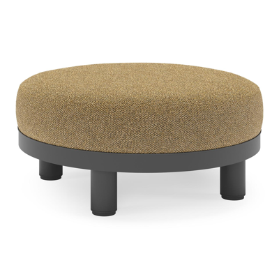 Salon de jardin pouf Donato en aluminium noir et coussins en all Weather cosytica Madagascar Walnut