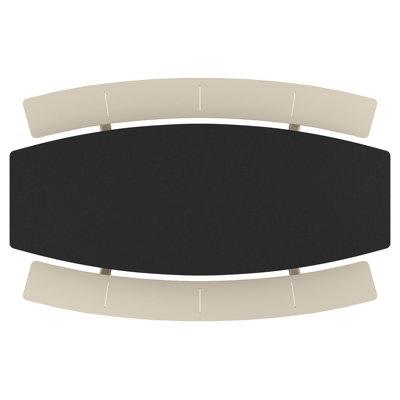 Forno picknicktafel bootvorm in beige aluminium en volkeramiek Nero Black - L 280 x B 192 x H 72 cm