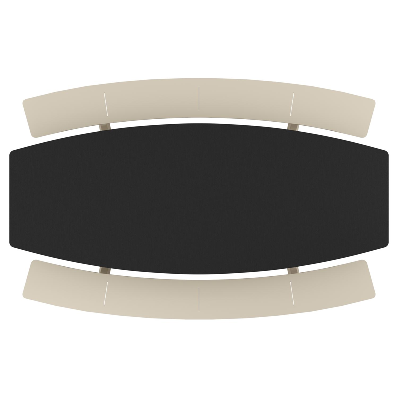 Table de pique-Forno forme de bateau en aluminium beige et céramique pleine Nero Black - Lg. 280 x Lrg. 192 x Haut. 72 cm