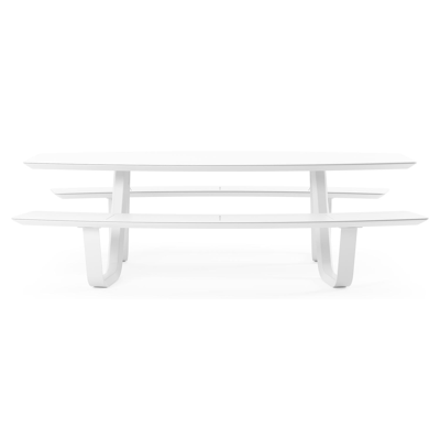 Forno picknicktafel bootvorm in wit aluminium en volkeramiek arctic white tafelblad - L 240 x B 181 x H 72 cm