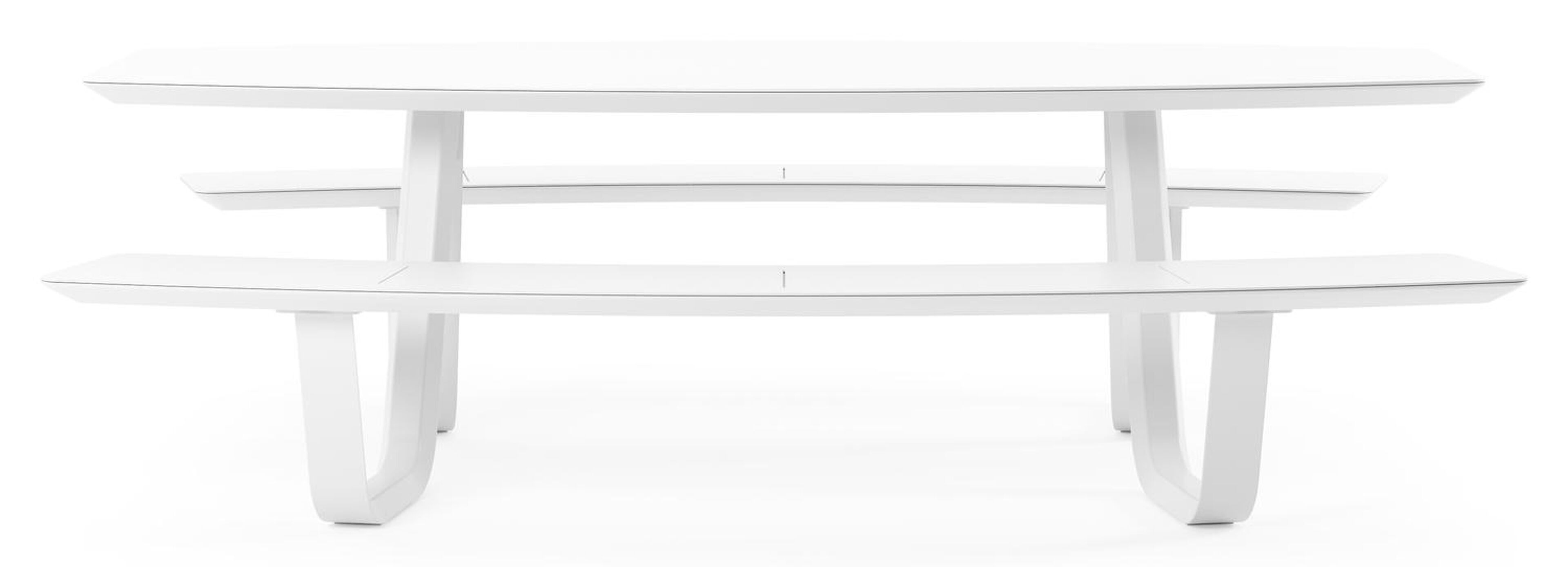 Table de pique-nique Forno forme de bateau en aluminium blanc et céramique pleine Arctic White - Lg. 240 x Lrg. 181 x Haut. 72 cm