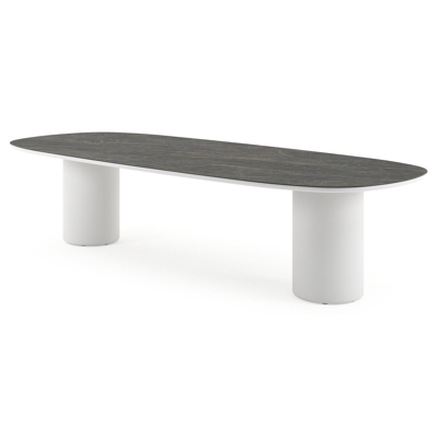 Amico tuintafel bombo in wit aluminium en volkeramiek Black Obsession - L 320 x B 130 x H 73.5 cm