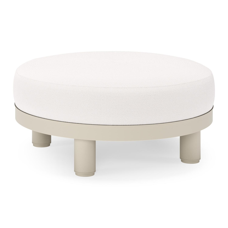 Donato lounge poef in beige aluminium met all weather sunbrella® luxe Savane Whisper kussen